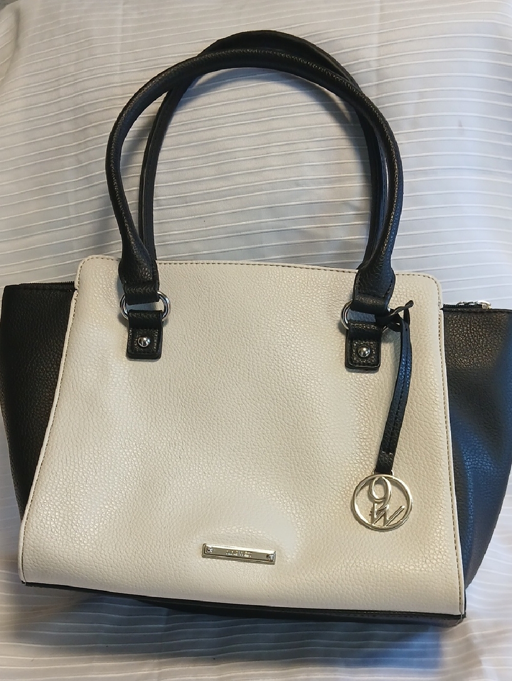 Nine West Black and Cream Two-Tone Satchel